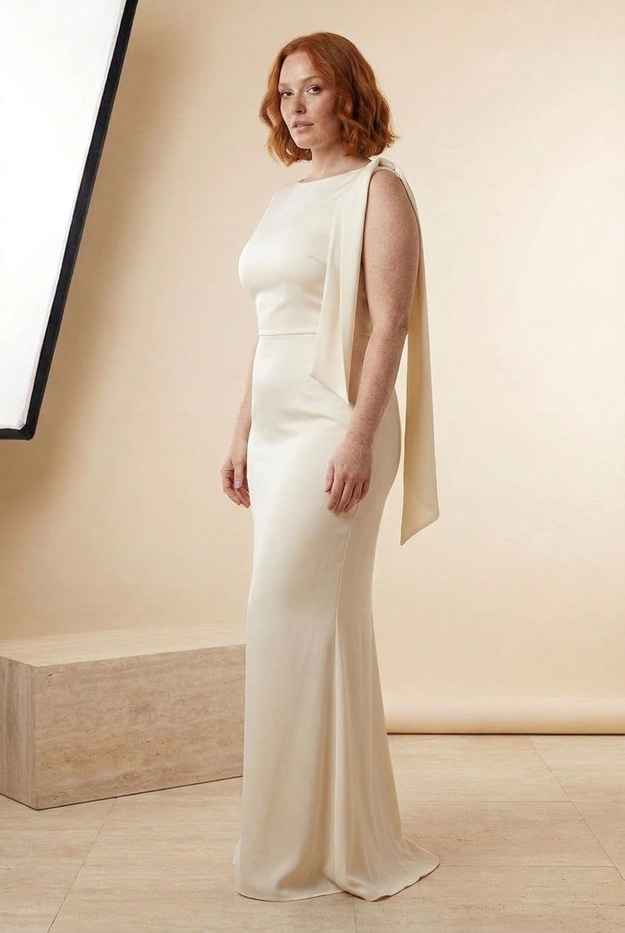 Draped One-Shoulder Bodycon Maxi Dress