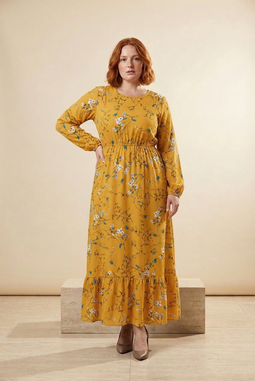 Floral Long Sleeve Bohemian Maxi Dress
