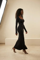 Long-Sleeve Square-Neck Bodycon Maxi Dress, product image 4 – Petopet