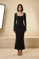 Long-Sleeve Square-Neck Bodycon Maxi Dress, product image 5 – Petopet