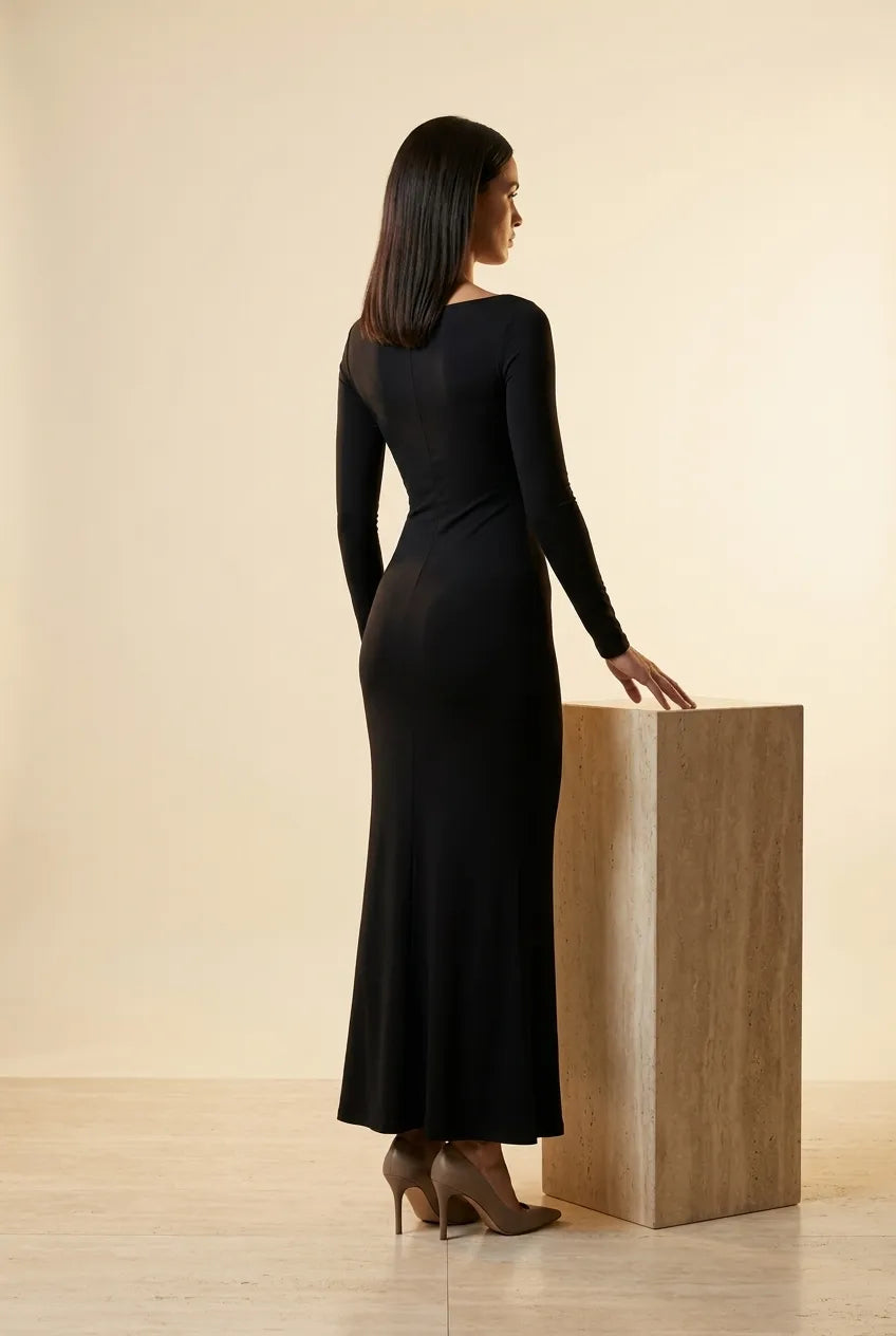 Long-Sleeve Square-Neck Bodycon Maxi Dress, product image 6 – Petopet